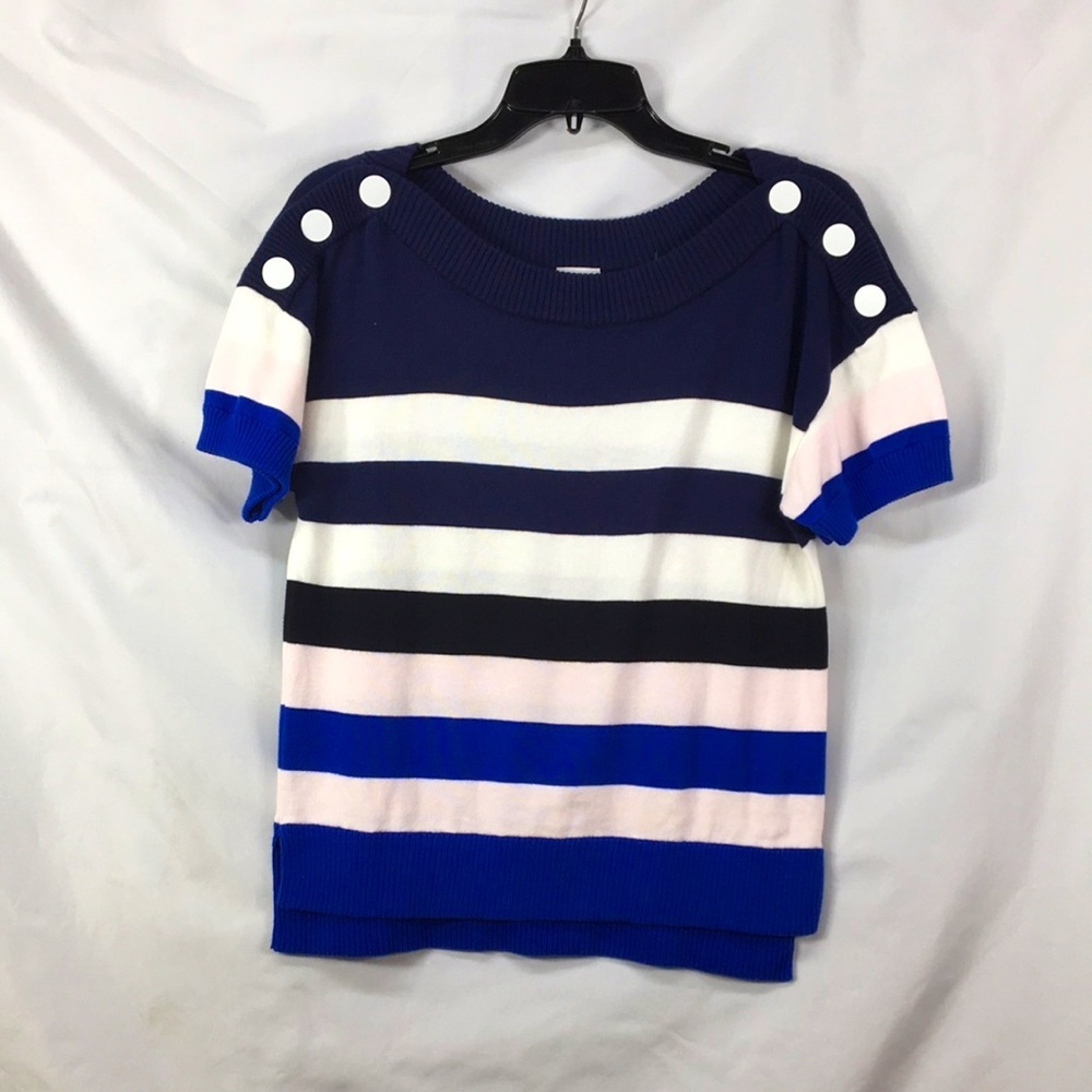 Cabi Sailor Pullover Striped Short Sleeve Sweater Size XS GREAT Used Condition